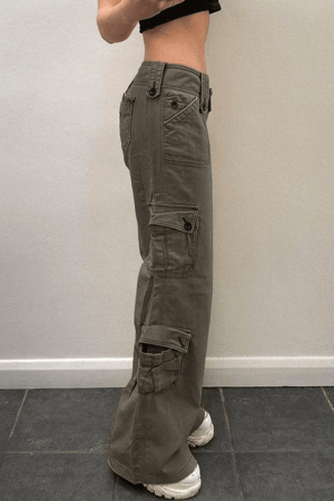 Style Core Aesthetics, New Style Trends - Jean cargo droit boutonné