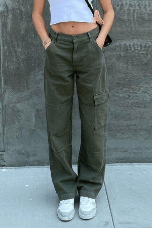 Style Core Aesthetics, New Style Trends - Jean cargo droit à poches plaquées