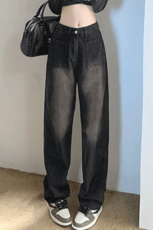 Style Core Aesthetics, New Style Trends - Jean cargo droit vintage délavé