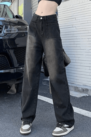 Style Core Aesthetics, New Style Trends - Jean cargo droit vintage délavé