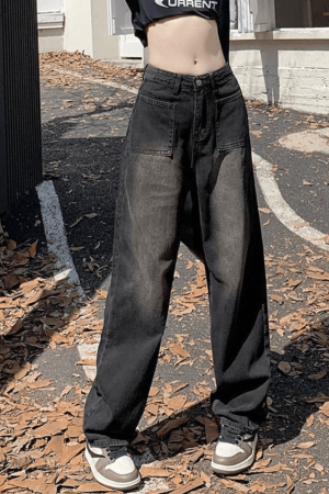 Style Core Aesthetics, New Style Trends - Jean cargo droit vintage délavé