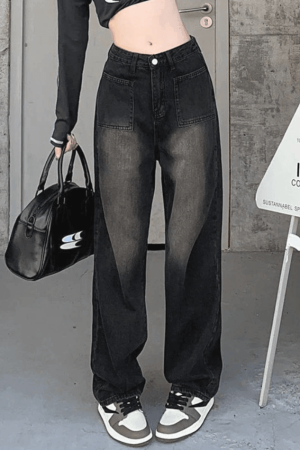 Style Core Aesthetics, New Style Trends - Jean cargo droit vintage délavé