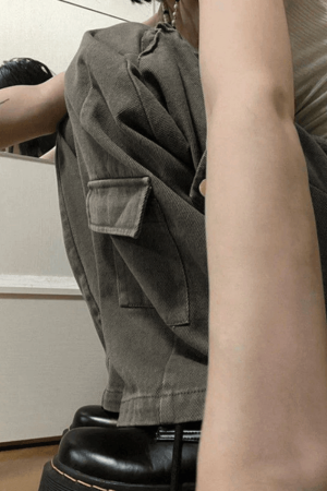 Style Core Aesthetics, New Style Trends - Jean cargo droit vintage délavé vert