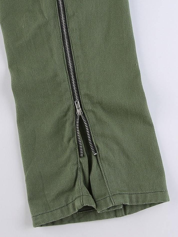 Style Core Aesthetics, New Style Trends - Jean cargo à fermeture éclair et décor métallique Style Core Aesthetics, New Style Trends - Jean cargo à fermeture éclair et décor métallique