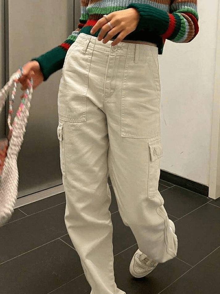 Style Core Aesthetics, New Style Trends - Jean cargo à jambe droite et poche Style Core Aesthetics, New Style Trends - Jean cargo à jambe droite et poche