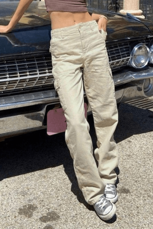 Style Core Aesthetics, New Style Trends - Jean cargo à jambe droite et poche