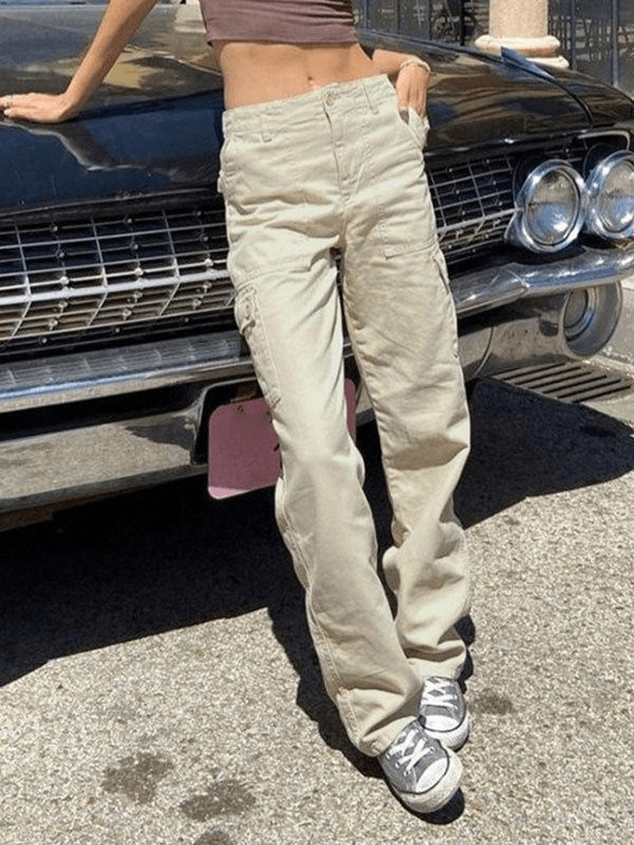 Style Core Aesthetics, New Style Trends - Jean cargo à jambe droite et poche Style Core Aesthetics, New Style Trends - Jean cargo à jambe droite et poche