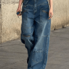 Style Core Aesthetics, New Style Trends - Jean cargo patchwork bleu délavé baggy