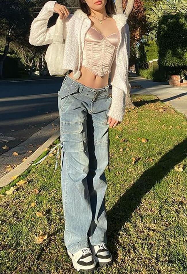 Style Core Aesthetics, New Style Trends - Jean cargo Splice taille mi-haute Style Core Aesthetics, New Style Trends - Jean cargo Splice taille mi-haute