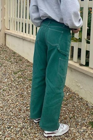 Style Core Aesthetics, New Style Trends - Jean cargo taille haute avec poche plaquée