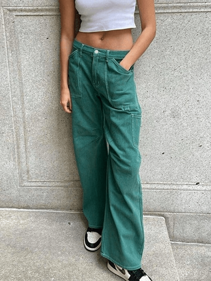 Style Core Aesthetics, New Style Trends - Jean cargo taille haute avec poche plaquée Style Core Aesthetics, New Style Trends - Jean cargo taille haute avec poche plaquée