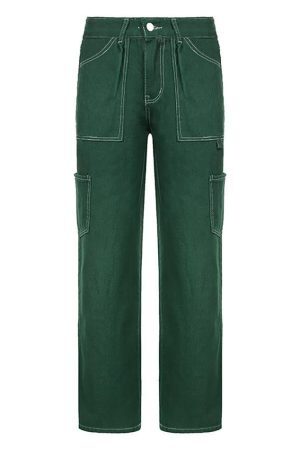 Style Core Aesthetics, New Style Trends - Jean cargo taille haute avec poche plaquée