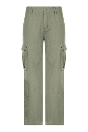 Style Core Aesthetics, New Style Trends - Jean cargo vert délavé avec poche