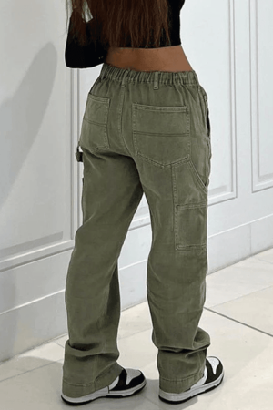 Style Core Aesthetics, New Style Trends - Jean cargo vert délavé vintage