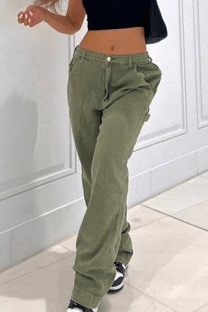 Style Core Aesthetics, New Style Trends - Jean cargo vert délavé vintage