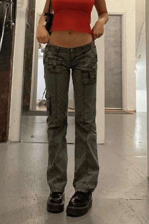 Style Core Aesthetics, New Style Trends - Jean cargo vintage avec poche à boucle