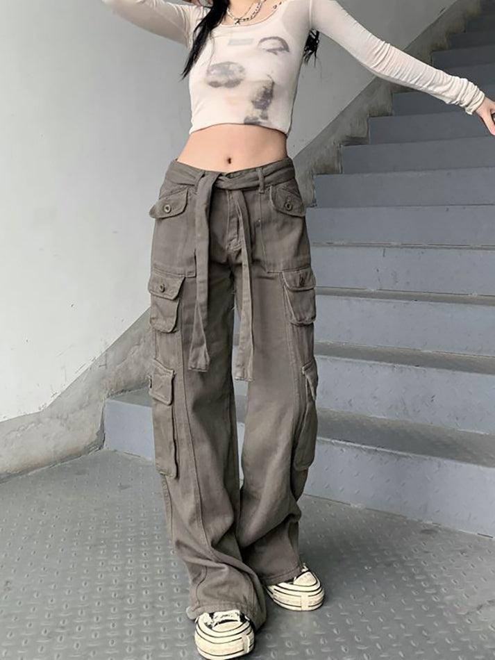 Style Core Aesthetics, New Style Trends - Jean cargo vintage avec poches Style Core Aesthetics, New Style Trends - Jean cargo vintage avec poches