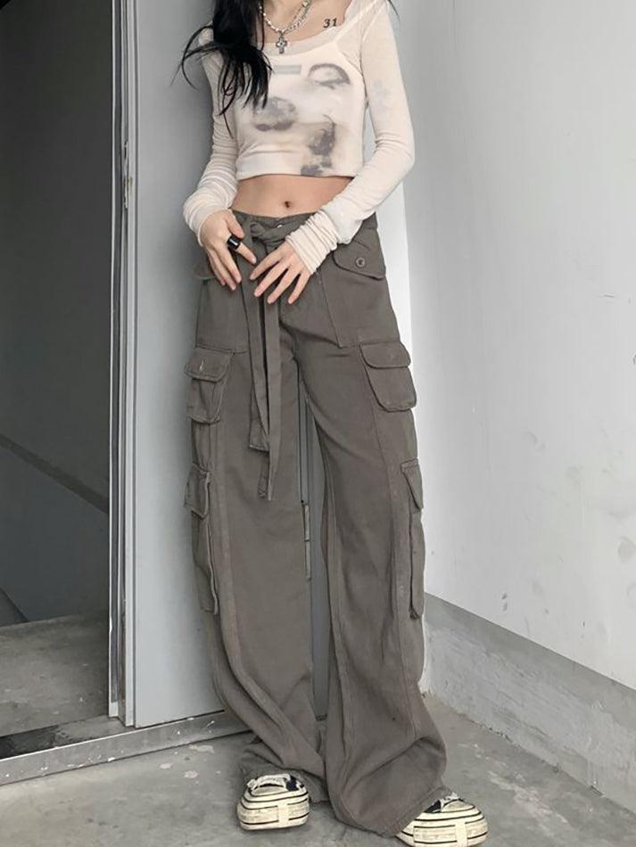 Style Core Aesthetics, New Style Trends - Jean cargo vintage avec poches Style Core Aesthetics, New Style Trends - Jean cargo vintage avec poches