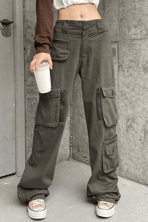 Style Core Aesthetics, New Style Trends - Jean cargo vintage boutonné à jambe droite