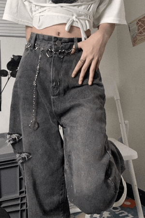 Style Core Aesthetics, New Style Trends - Jean déchiré effiloché délavé vintage