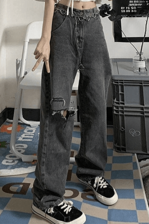 Style Core Aesthetics, New Style Trends - Jean déchiré effiloché délavé vintage