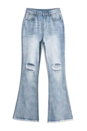 Style Core Aesthetics, New Style Trends - Jean déchiré taille haute effet vieilli