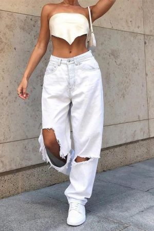 Style Core Aesthetics, New Style Trends - Jean extra-déchiré taille mi-haute