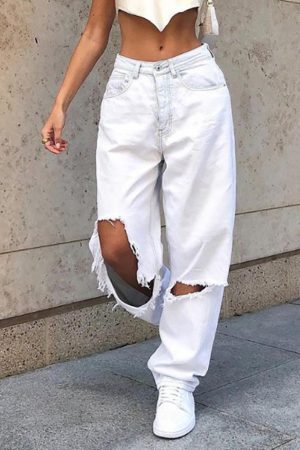 Style Core Aesthetics, New Style Trends - Jean extra-déchiré taille mi-haute