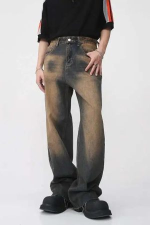 Style Core Aesthetics, New Style Trends - Jean large Y2K Burned Fade