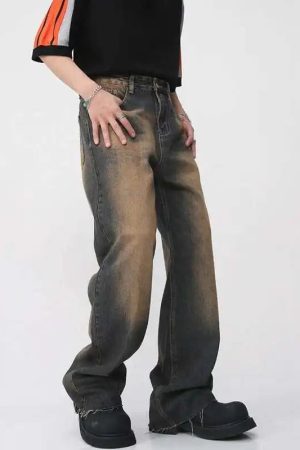Style Core Aesthetics, New Style Trends - Jean large Y2K Burned Fade
