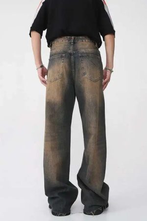 Style Core Aesthetics, New Style Trends - Jean large Y2K Burned Fade