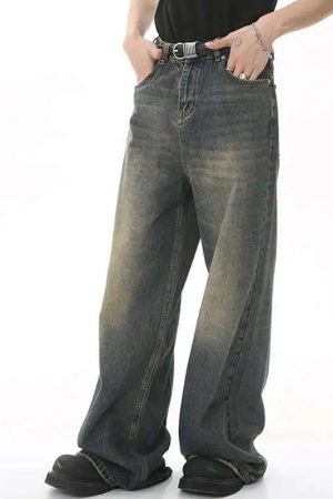 Style Core Aesthetics, New Style Trends - Jean large Y2K Metro Mist