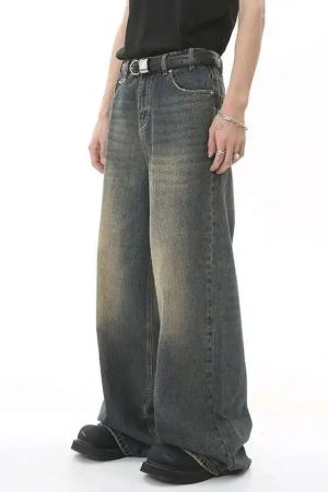 Style Core Aesthetics, New Style Trends - Jean large Y2K Metro Mist