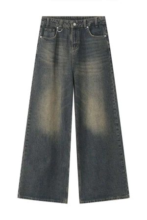 Style Core Aesthetics, New Style Trends - Jean large Y2K Metro Mist