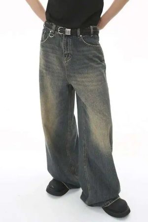 Style Core Aesthetics, New Style Trends - Jean large Y2K Metro Mist