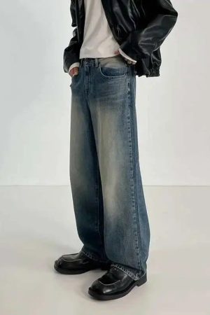 Style Core Aesthetics, New Style Trends - Jean large Y2K Stone Fade