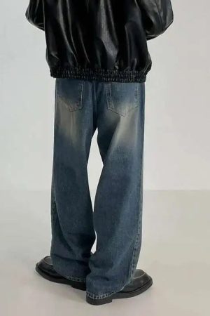 Style Core Aesthetics, New Style Trends - Jean large Y2K Stone Fade