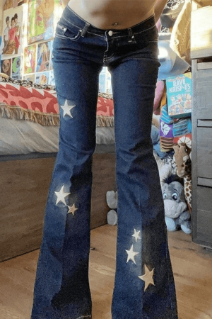 Style Core Aesthetics, New Style Trends - Jean évasé brodé d'étoiles