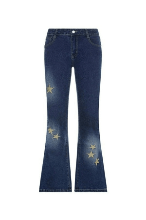 Style Core Aesthetics, New Style Trends - Jean évasé brodé d'étoiles