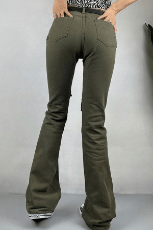 Style Core Aesthetics, New Style Trends - Jean évasé délavé à décor métallique