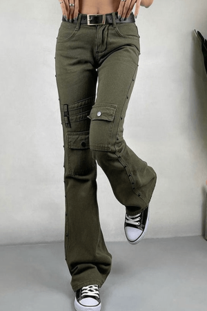 Style Core Aesthetics, New Style Trends - Jean évasé délavé à décor métallique