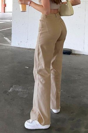 Style Core Aesthetics, New Style Trends - Jean évasé uni taille haute