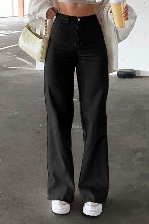 Style Core Aesthetics, New Style Trends - Jean évasé uni taille haute