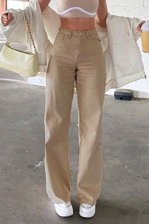 Style Core Aesthetics, New Style Trends - Jean évasé uni taille haute