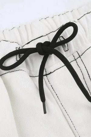 Style Core Aesthetics, New Style Trends - Jogger baggy blanc à rayures latérales