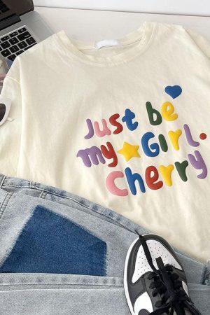 Style Core Aesthetics, New Style Trends - Just Be My Girl Cherry Tee