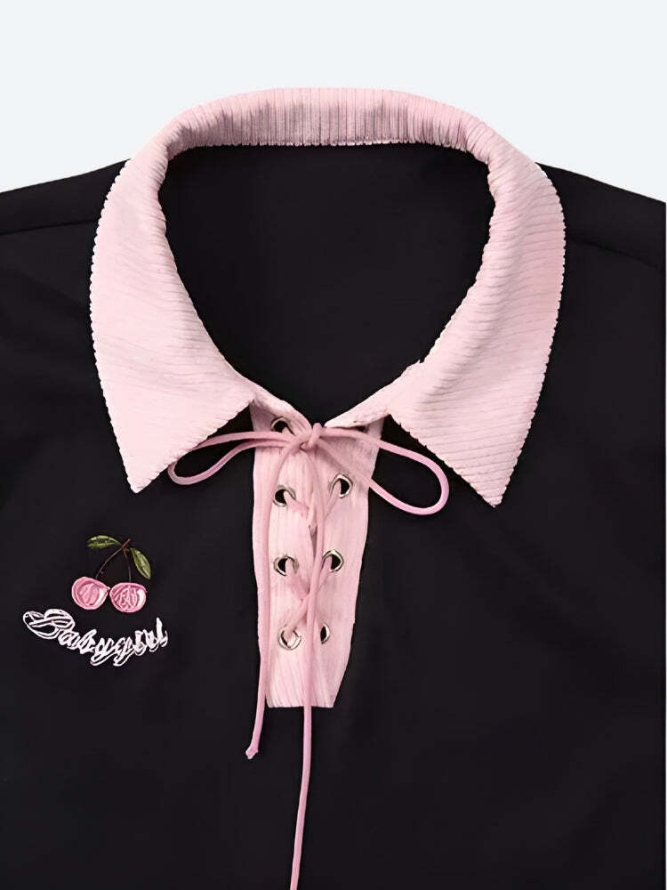 Style Core Aesthetics, New Style Trends - Kawaii Cherry Cut Out Mini Polo Dress Style Core Aesthetics, New Style Trends - Kawaii Cherry Cut Out Mini Polo Dress