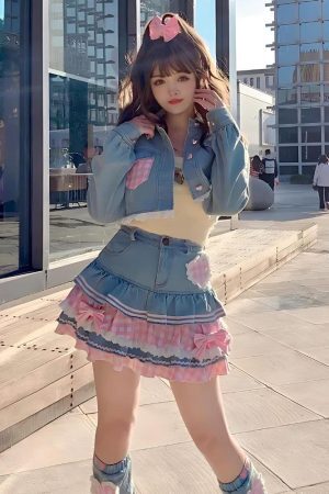 Style Core Aesthetics, New Style Trends - Kawaii Layered Denim Mini Skirt