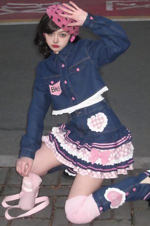 Style Core Aesthetics, New Style Trends - Kawaii Layered Denim Mini Skirt
