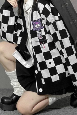 Style Core Aesthetics, New Style Trends - Kuromi Buttoned Black Cardigan